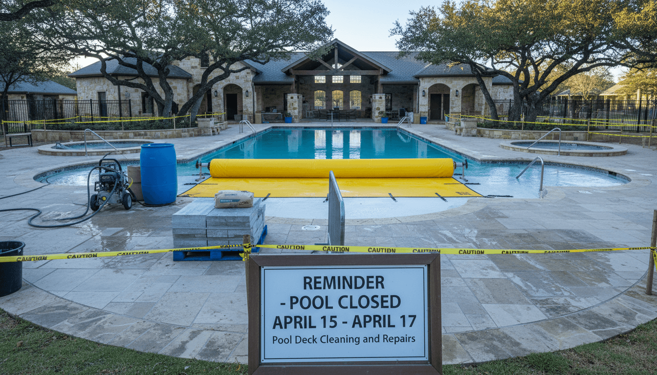 REMINDER - POOL CLOSED APRIL 15 - APRIL 17