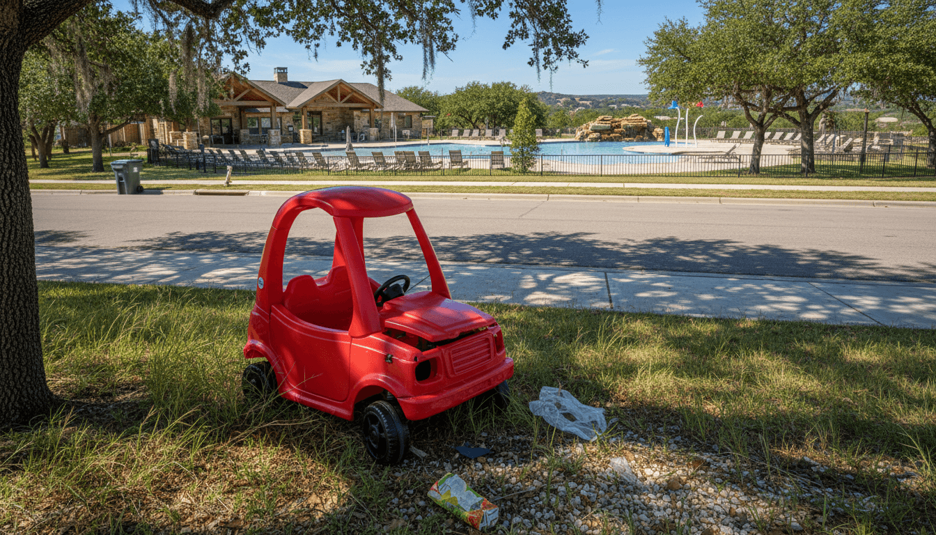 Damaged kids car dumped roadside
